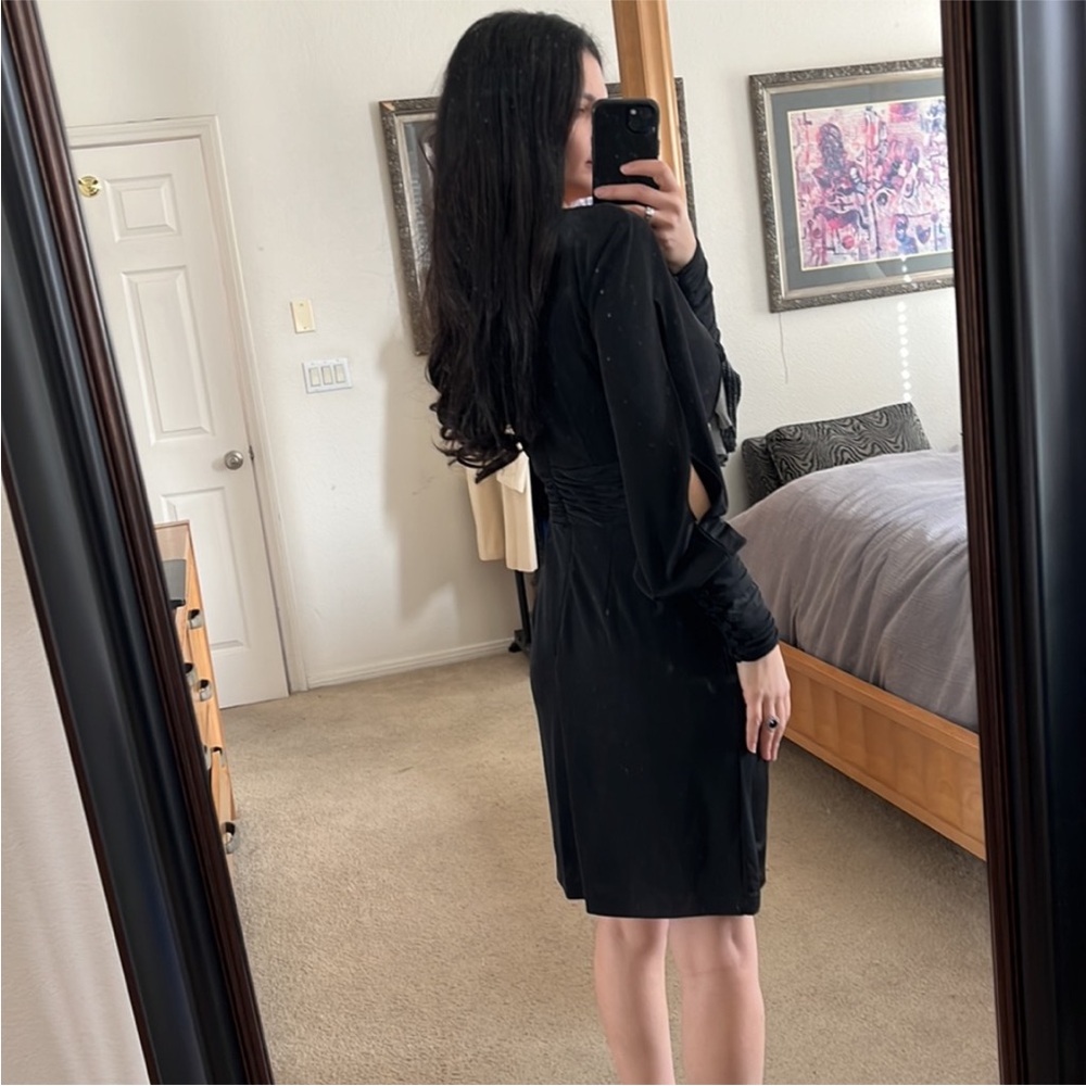 Faviana Glamour Black dress size 2 long sleeve - Picture 7 of 10
